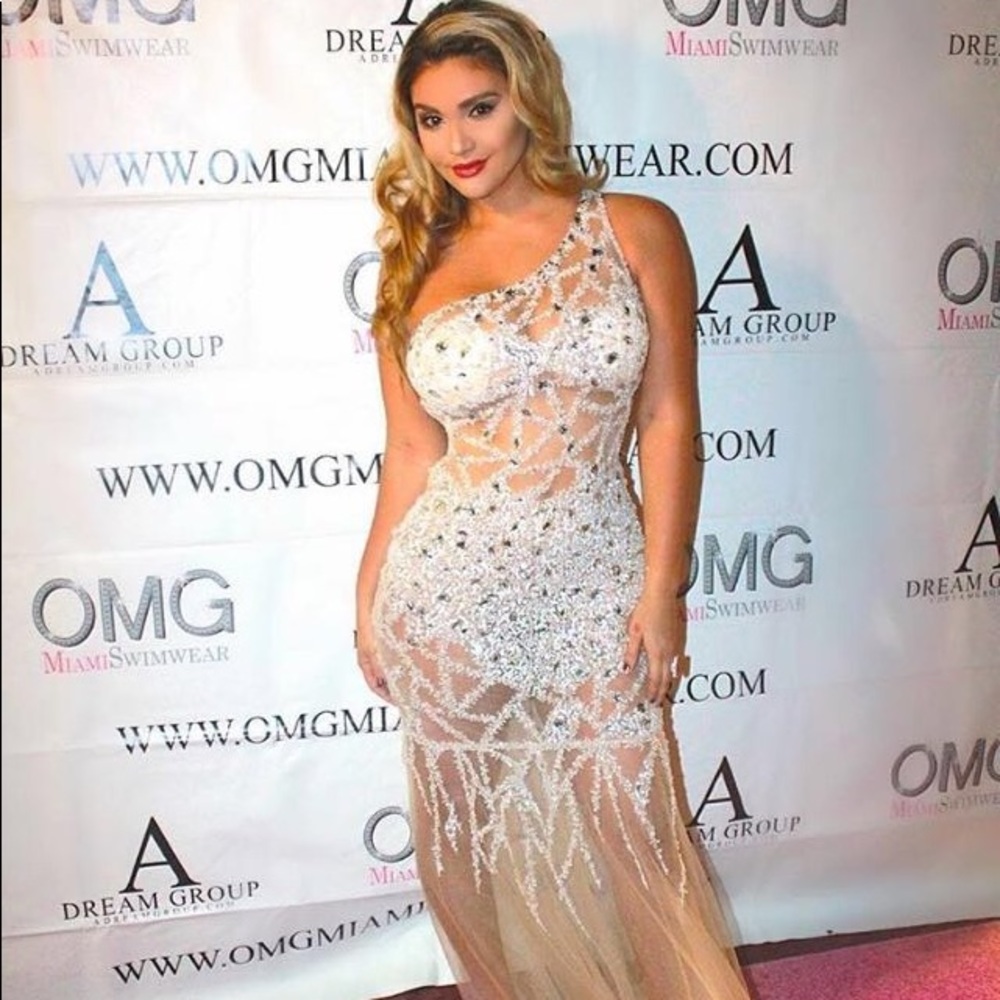 Jovani gown rhinestone, Chrystal nude.